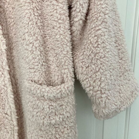 Pottery Barn Knee Length Teddy Bear Fluffy Cozy Sherpa Robe Ballet Blush Pink M - Picture 4 of 10